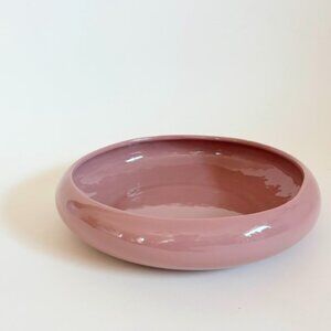 Vintage Handmade Blush Pink Ceramic Serving Bowl – Modern Minimalist Design